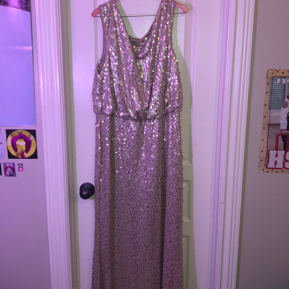 champagne glitter formal dress
